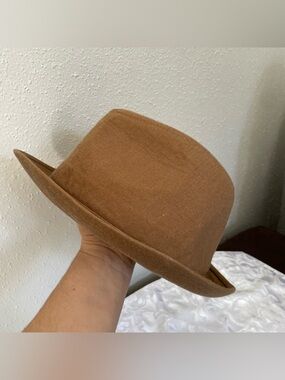 Zara Man Sombrero Fedora Camel Tan Talla L 58cm Estilo Boho Unisex